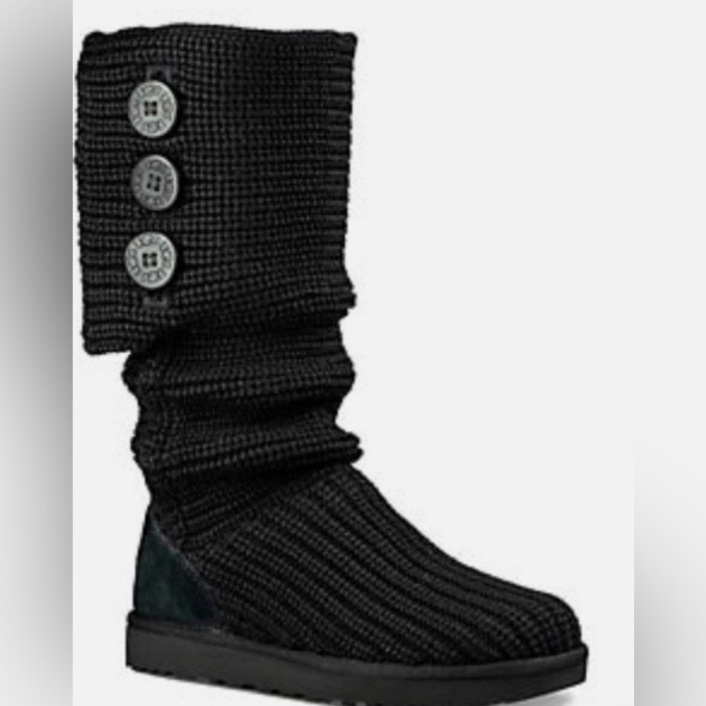 UGG Black Knit Button Slouch Boots